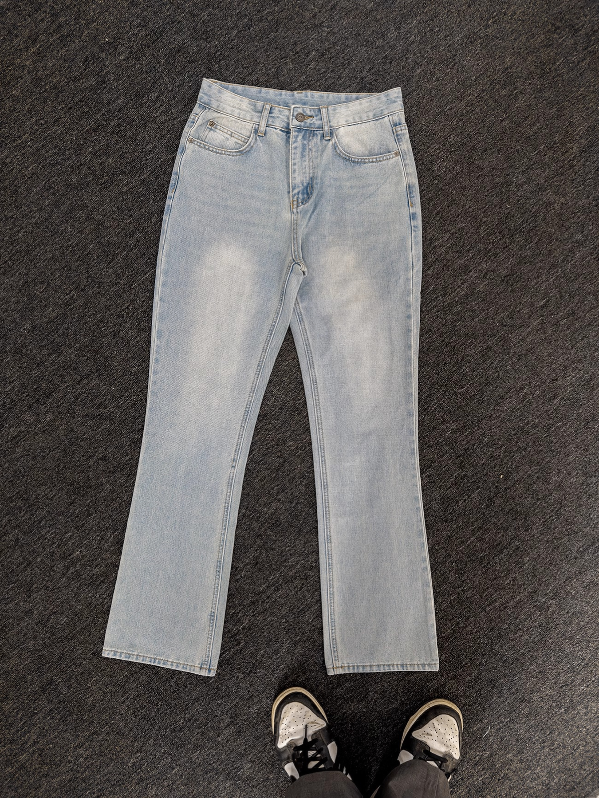 Washed Distressed Loose-Fit Bootcut Jeans – Blue Casual Denim Pants, S–3XL