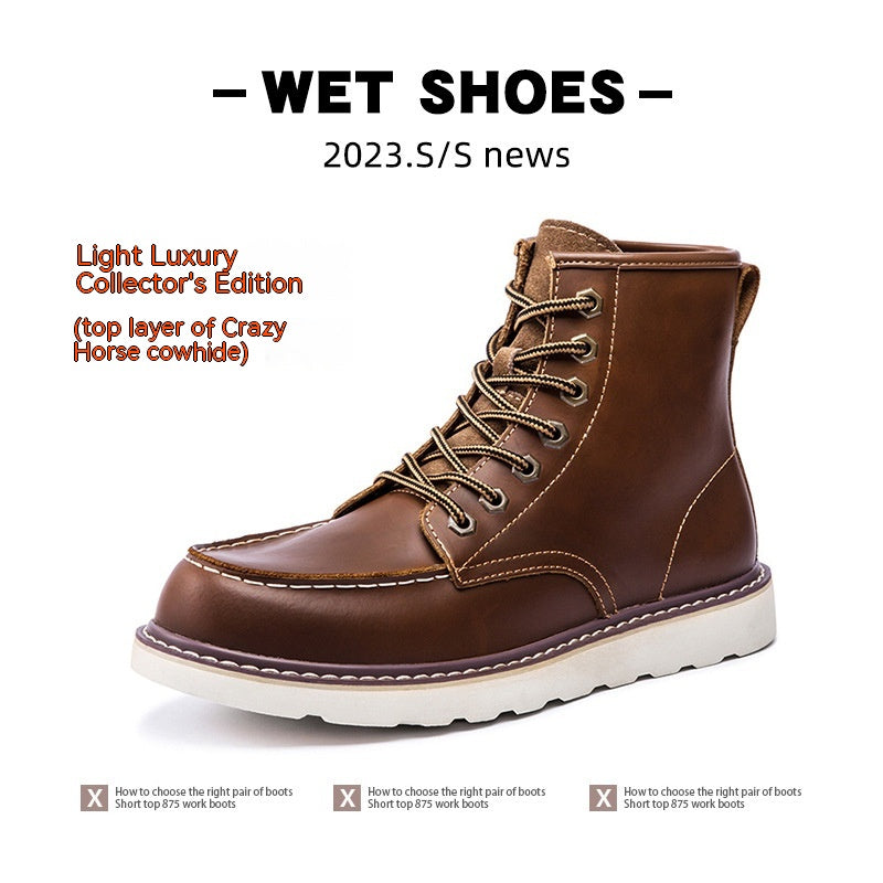 Men’s Vintage Fleece-Lined Martin Boots – Warm Winter Casual Footwear