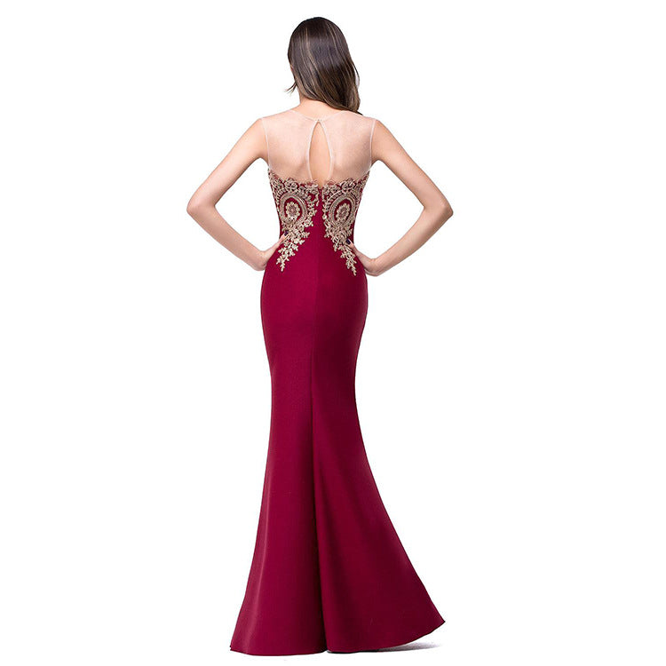 Amazon Europe Evening Dress with Sheer Back and Mermaid Hem for Women USA