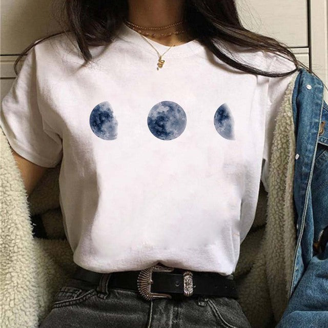 Aesthetic Universe Planets Graphic T-Shirt for Women