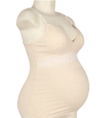 Women’s Cotton Nursing Tank Top with Lace Trim – Breastfeeding Maternity Camisole