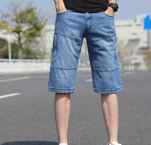 Men’s Casual Elastic Denim Sports Shorts – Straight-Fit Summer Casual Shorts