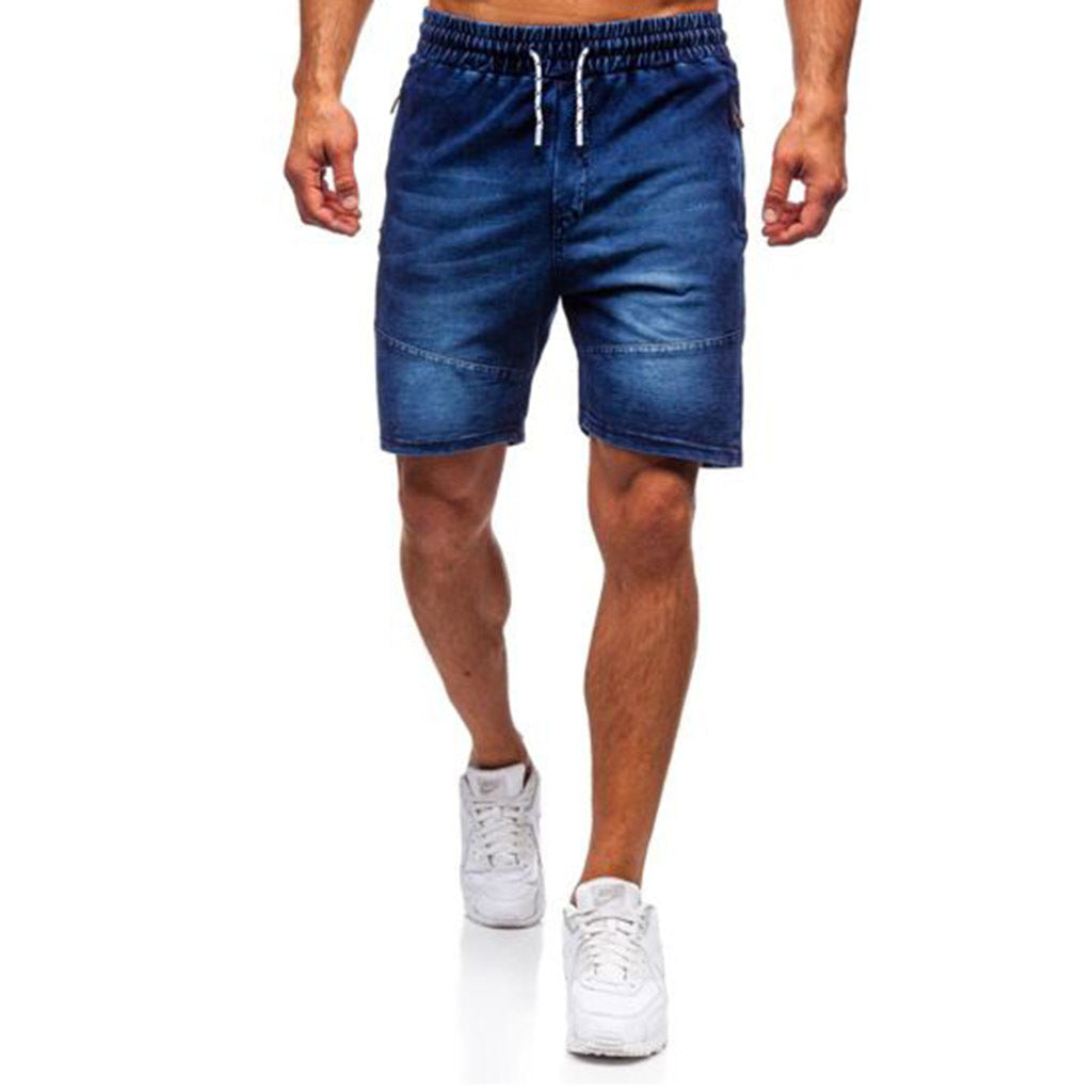 Men’s Casual Elastic Denim Sports Shorts – Straight-Fit Summer Casual Shorts
