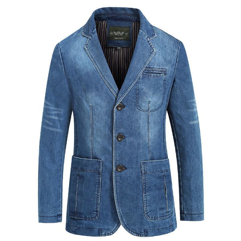 Men’s Cotton Denim Blazer – Tailored Plus Size Casual Jacket, M–4XL