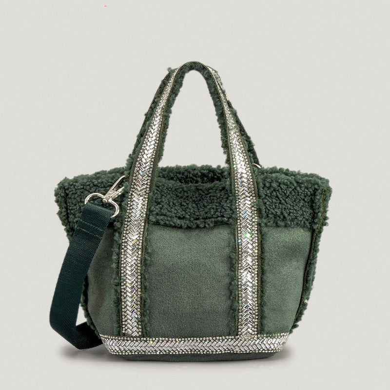 Autumn Winter Woolen Bucket Bag for Women – Cozy Fashion Shoulder Handbag for Cold-Season Style