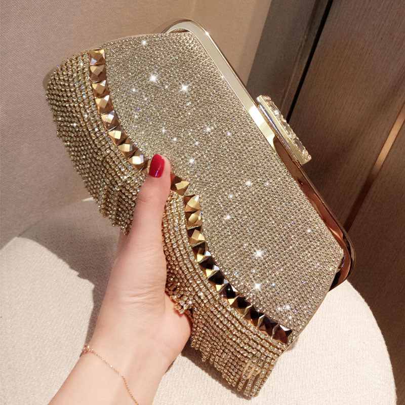 Fashion Diamond Clutch Evening Bag for Women – Sparkling Gold & Silver Wedding Shoulder Bag