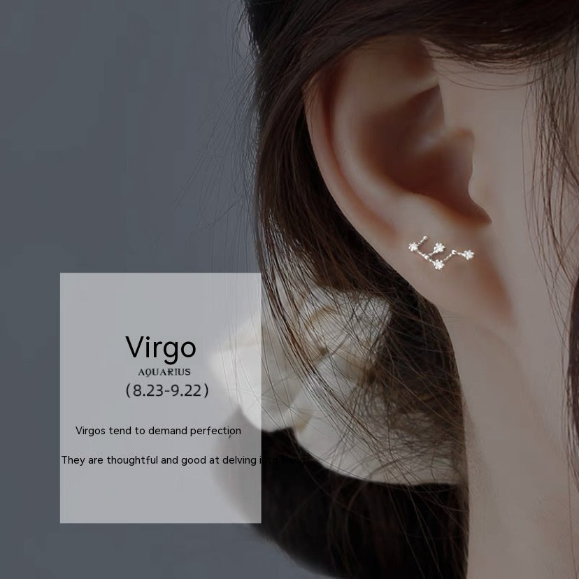 Zodiac Constellation S925 Silver Stud Earrings – Celestial Astrology Jewelry