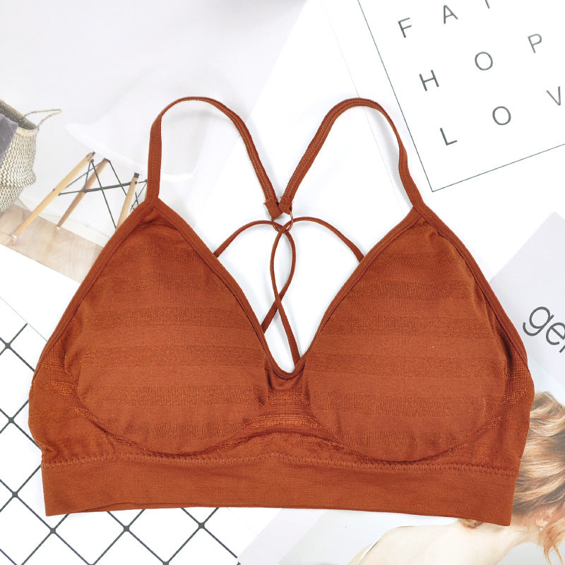 Women’s Striped Stitching Strappy Bra – Stylish Everyday Lingerie