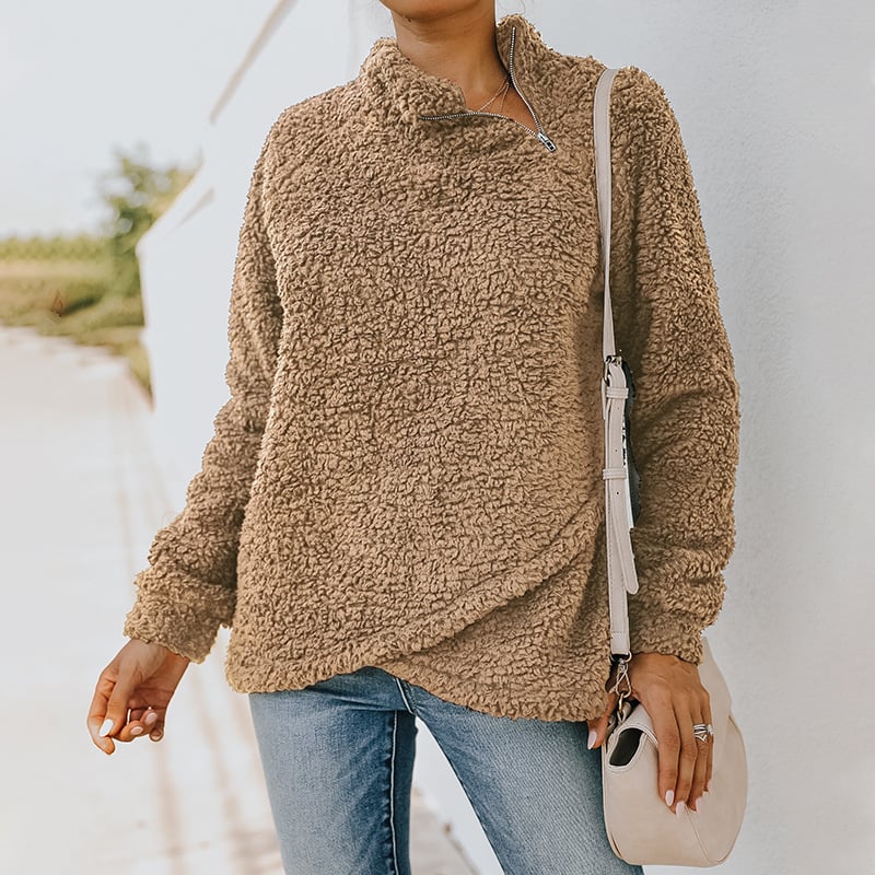 Women’s Double-Sided Fleece Sweater Coat – Soft Warm Plain Casual Outerwear, 3 Colors, S–XL