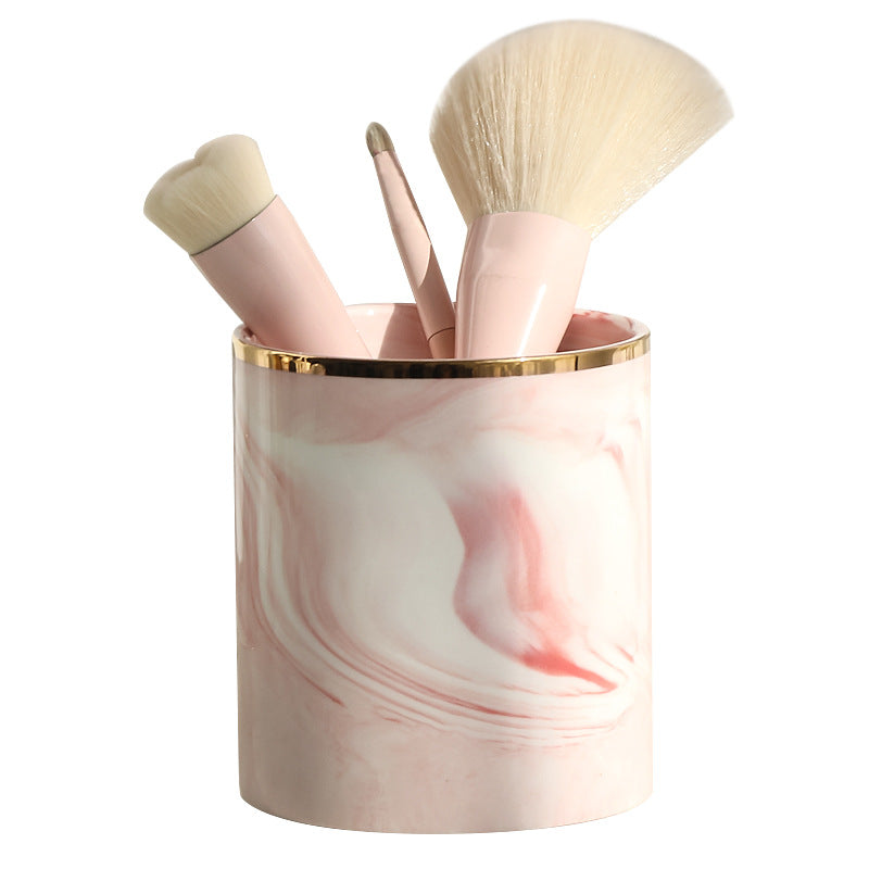 Marble Makeup Brush and Eyebrow Pencil Storage Holder