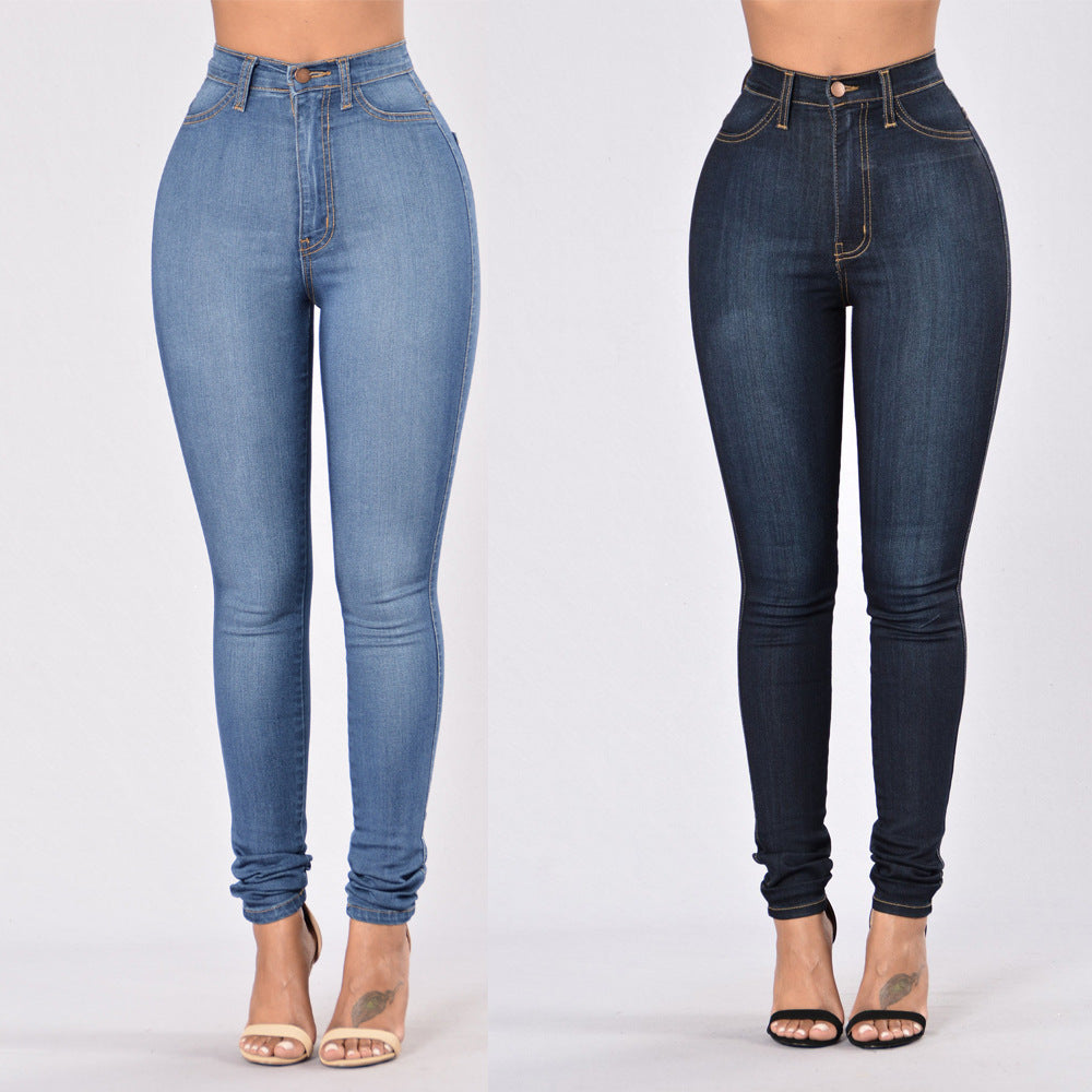 Women’s High-Stretch Slim Fashion Jeans – Cotton-Blend Pencil-Fit Denim in Dark & Light Blue, S–2XL