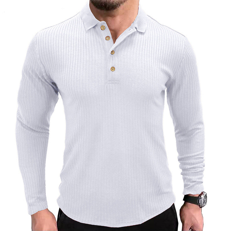Men’s Cotton Blend Long Sleeve Polo Shirt – Classic Lapel Smart Casual Top, S–2XL