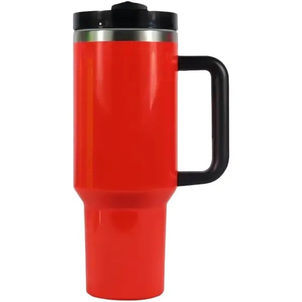 40oz Stainless Steel Tumbler – Vacuum Insulated Travel Mug with Straw & Handle