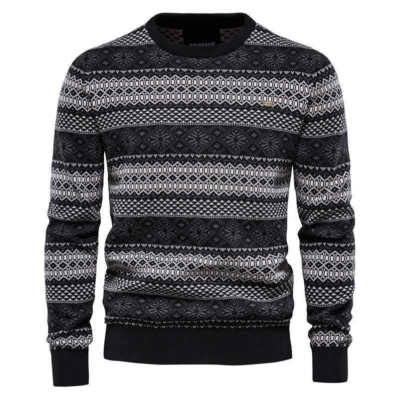 Men’s Business Casual Knitted Sweater – 95% Cotton Round Neck Pullover, 3 Colors, M–4XL