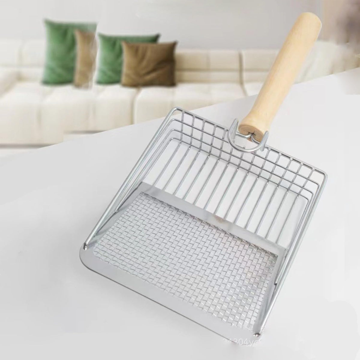 Heavy-Duty Metal Cat Litter Scoop – Deep Sifter with Ergonomic Wooden Handle