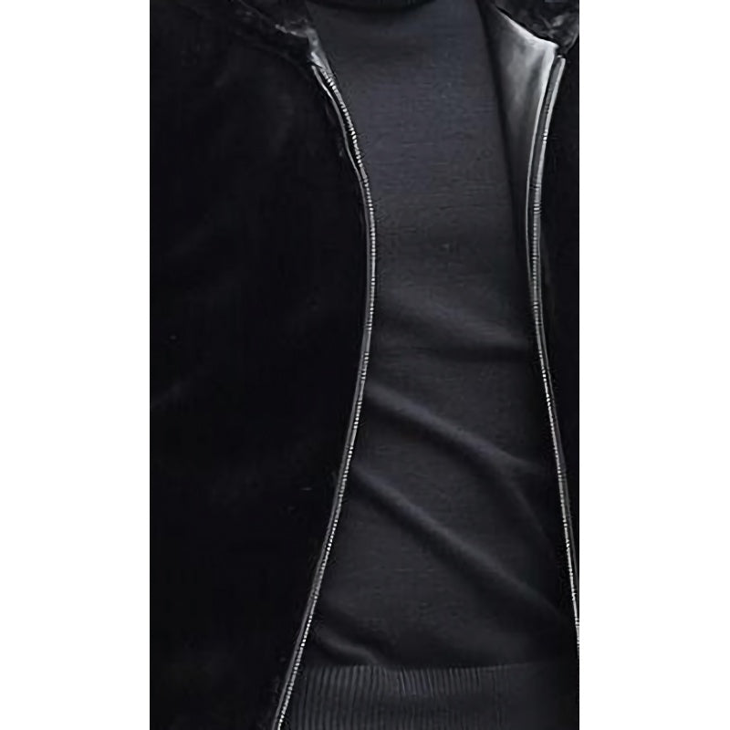 Men’s Faux Fur Jacket with Short Collar – Warm Winter Outerwear – USA