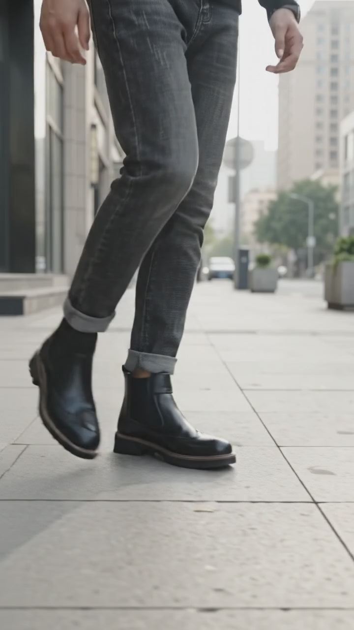 Men’s High-Top Snow Cowhide Short Boots – Vintage Casual Footwear