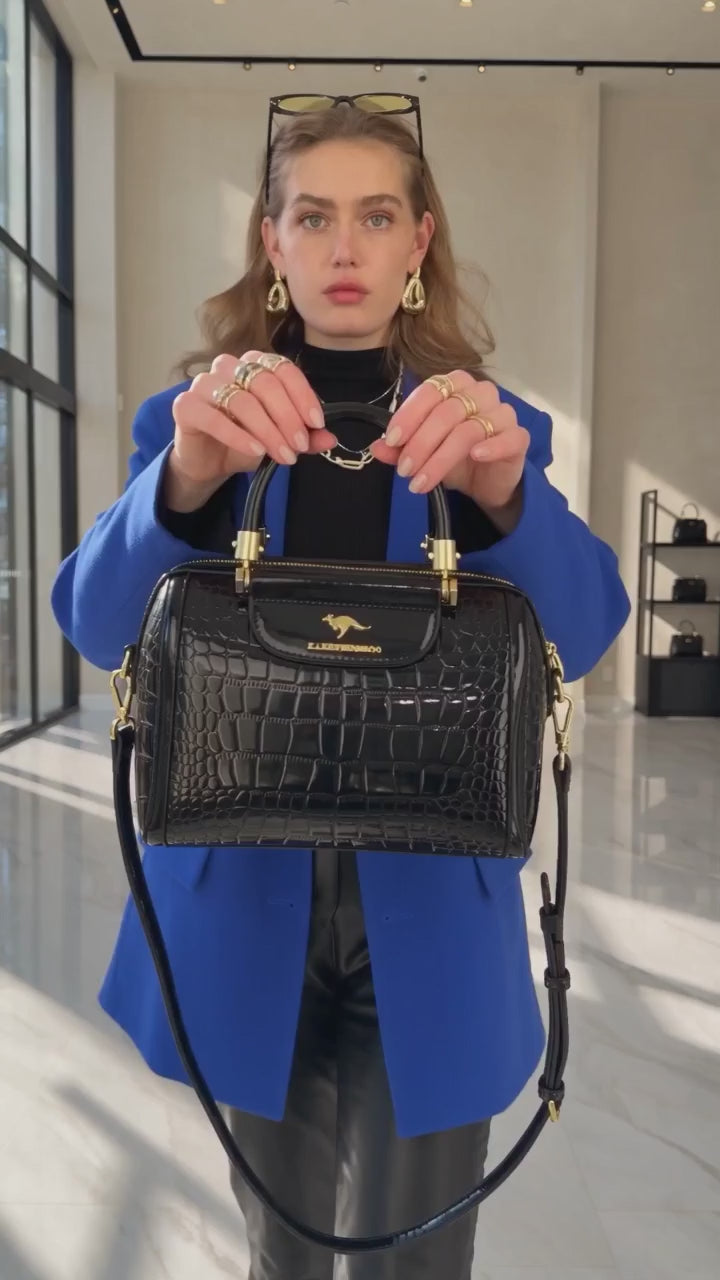 Women's Shiny Patent Leather Crossbody Shoulder Bag – Spacious PU Handbag