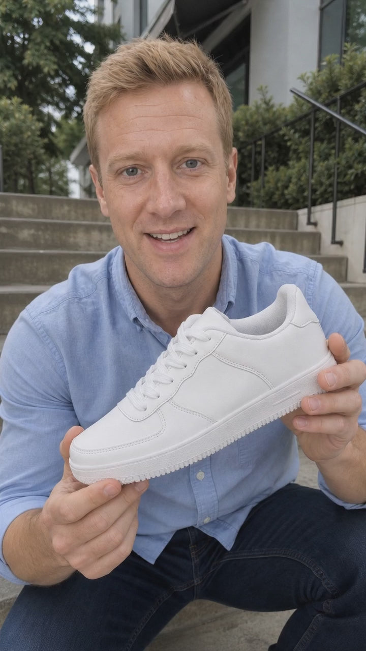 Men’s Casual Korean-Style White Sneakers – Clean Everyday Shoes – USA